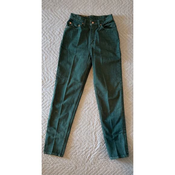Levi's Denim - Levi's 512 Slim Fit Straight Leg Jeans Green Women 5 Short 90s VTG Made in USA